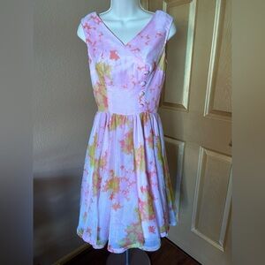 Vintage H Bar C Calfornia Ranch Wear Pastel Floral Pink Sleeveless dress
